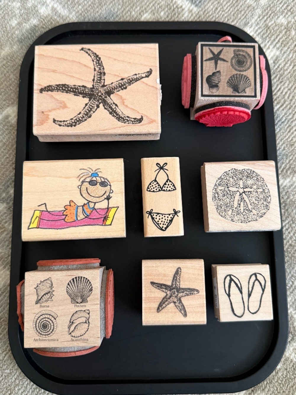 Beach Vacation and Shells Themed Stamp Bundle - Lot of 8